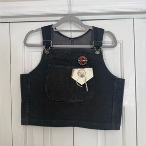 Harley Davidson Patch Women’s Black Denim Cropped Vest Bikercore Biker Size L
